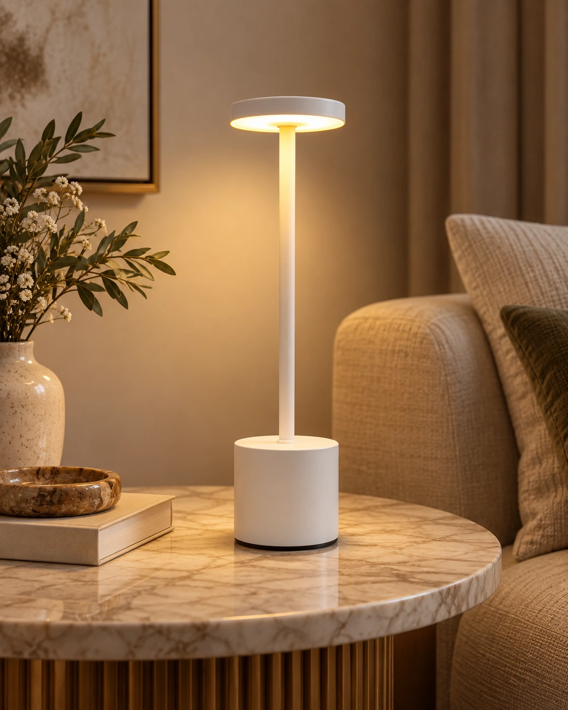 Aesthetic Touch Table Lamp in White