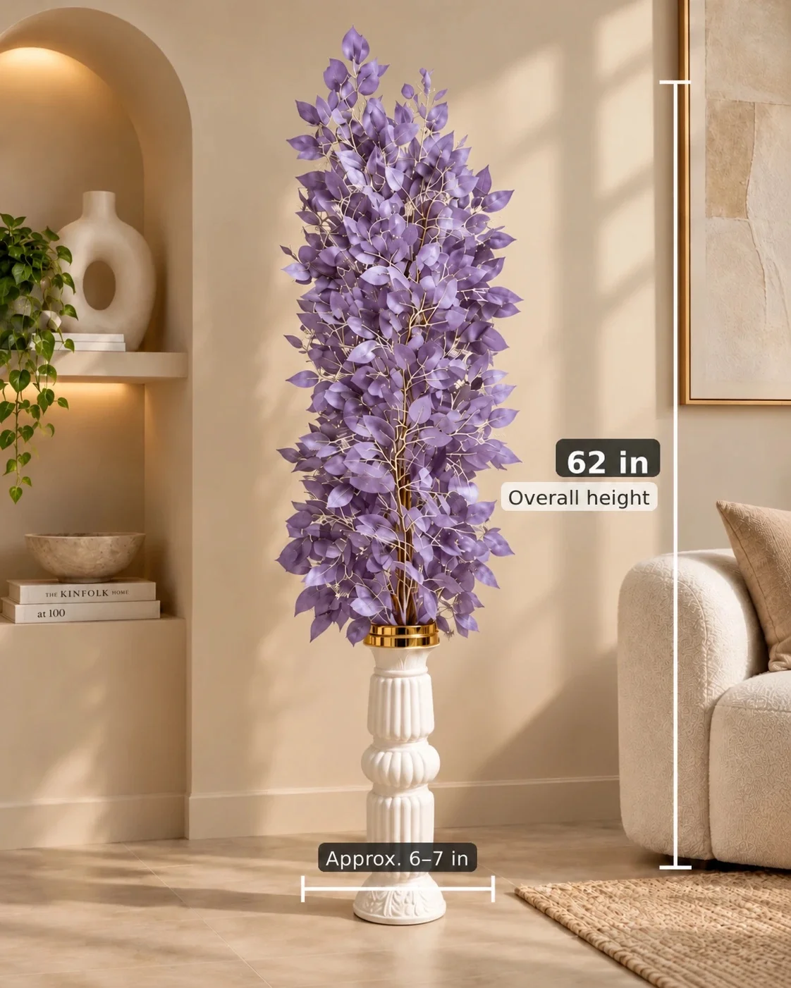 Light Purple Foliage Artificial Indoor Tree - Image 3