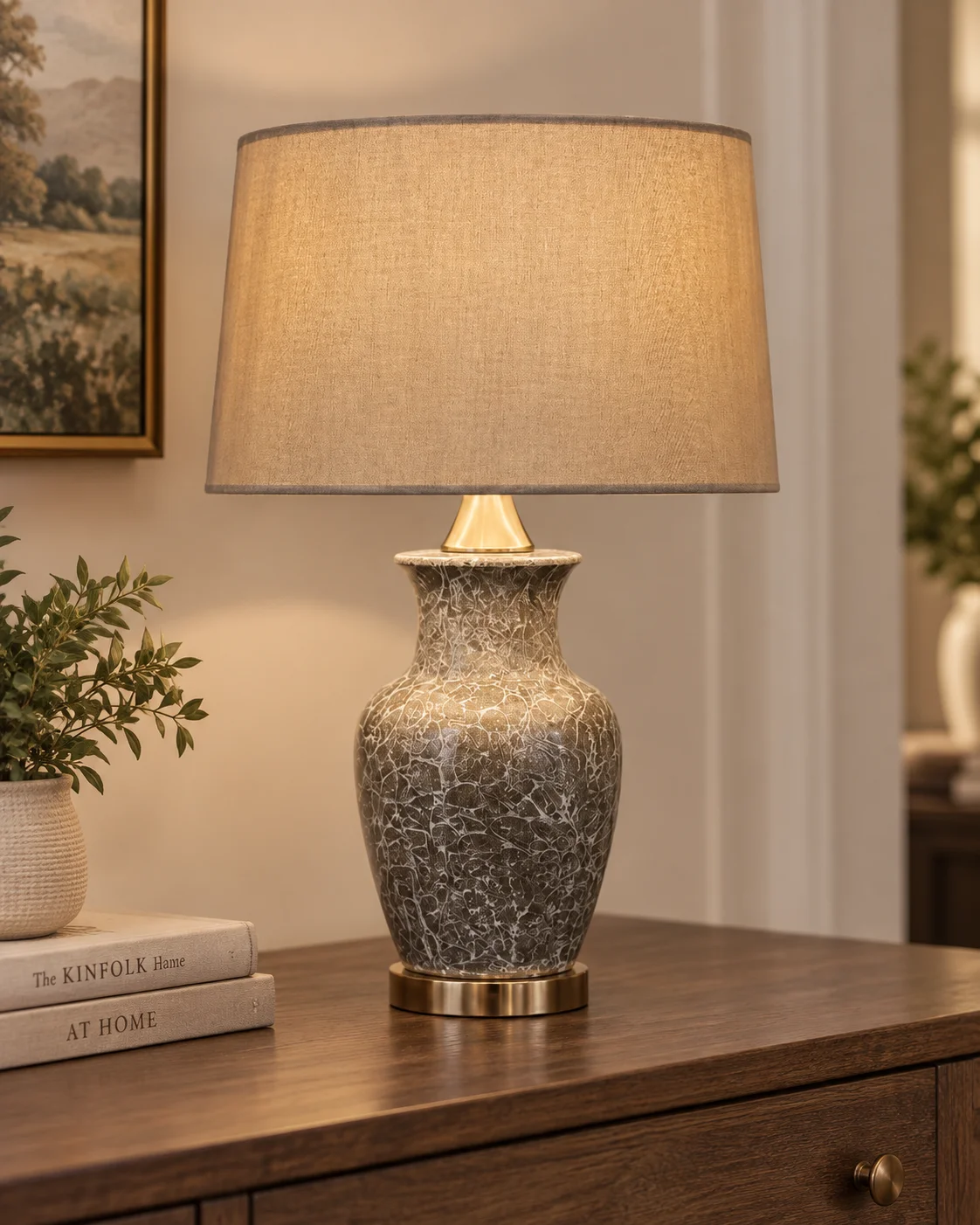 Marbled Crackle Ceramic Table Lamp