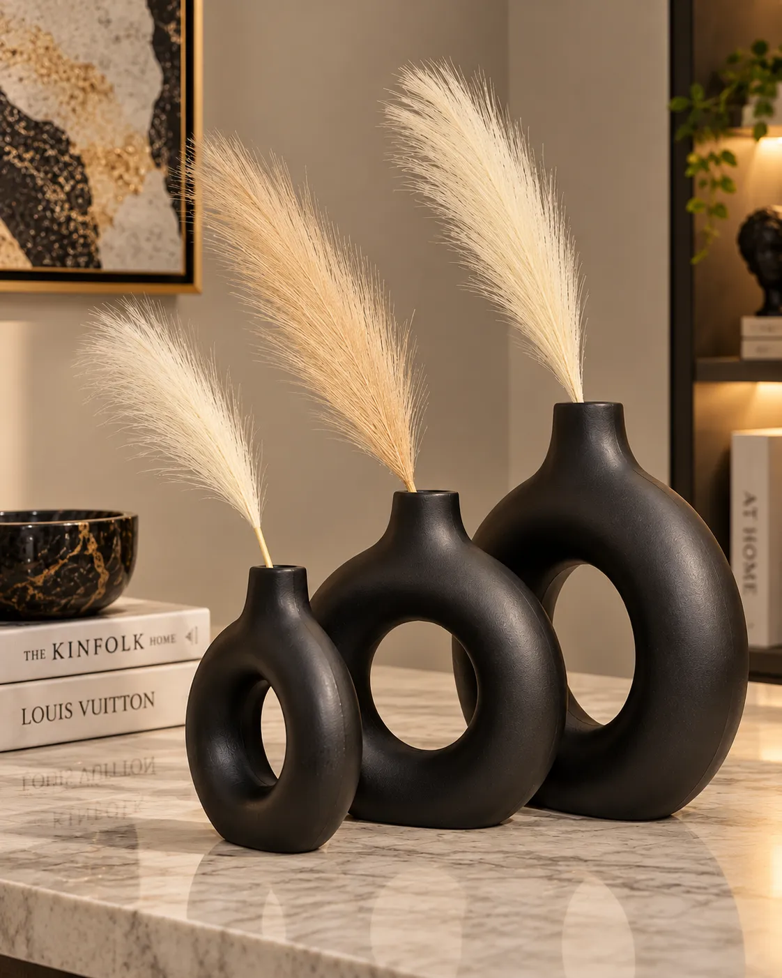 Modern Sculptural Ring Vase Set